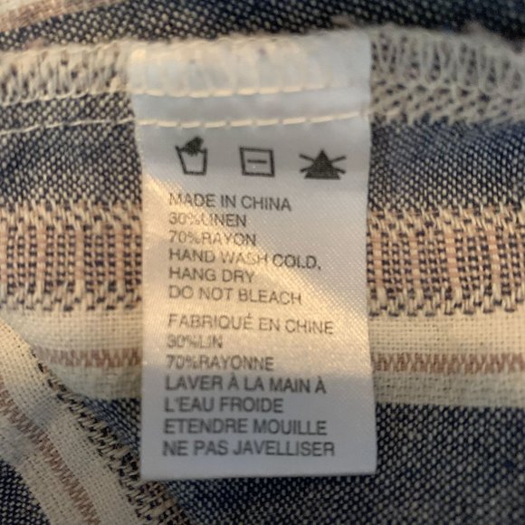 Vestique Small Blue Striped Linen Top Off Shoulder Nautical Beach - Picture 5 of 6